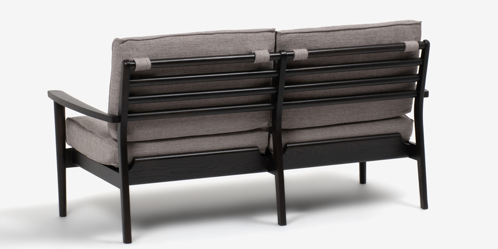 ソファ「シネマN3」幅160cm レッドオーク材 ダークブラウン色 カバー