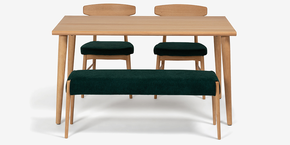 ダイニングテーブル「ユノ3」レッドオーク材 ホワイトオーク色 丸脚 全