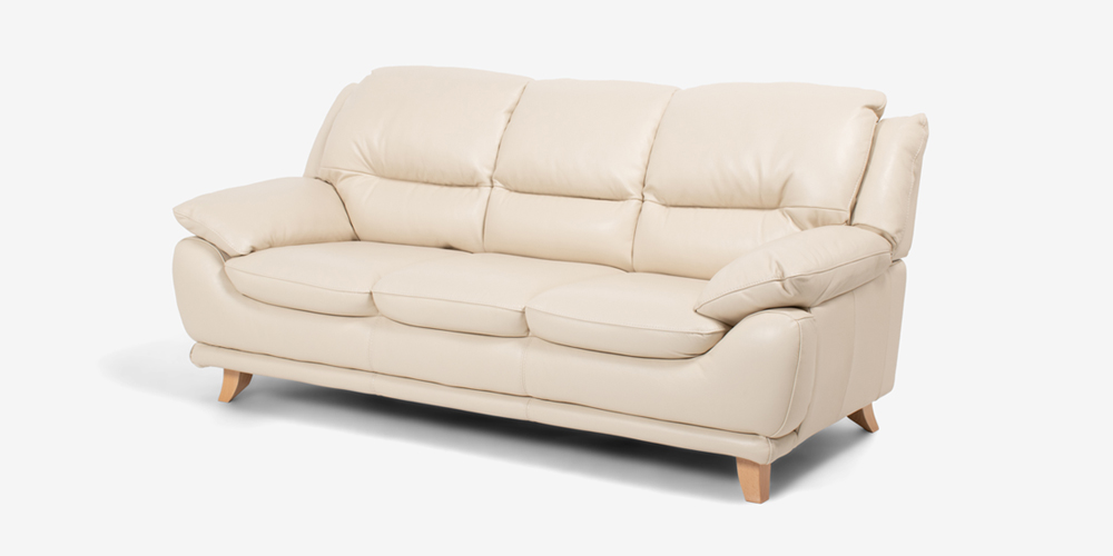 ソファ 3人掛け「オースチンKD」幅207cm 革#J/S-862C ビスク色 脚部全6