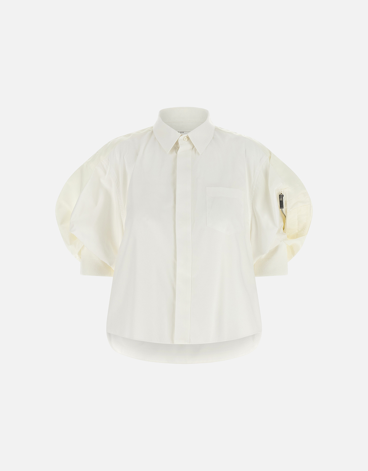 Sacai コットンポリエステルパフボンバースリーブクロップシャツ