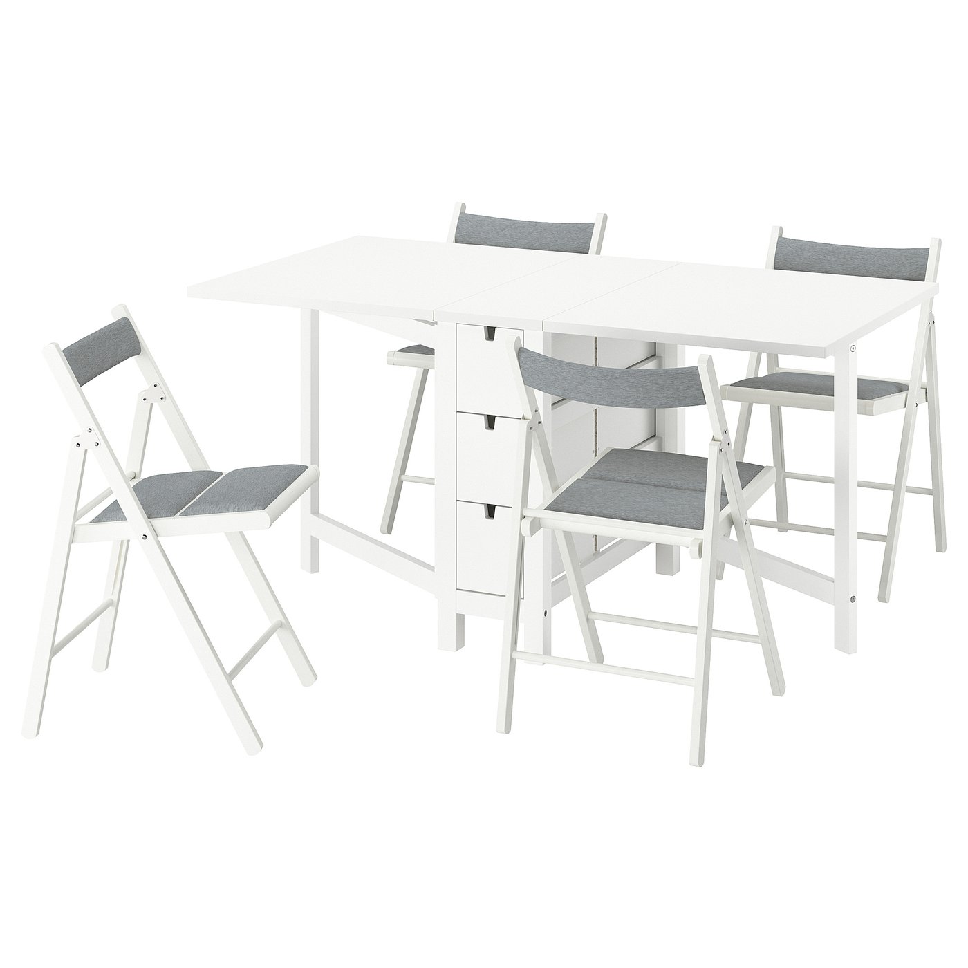 NORDEN / FRÖSVI table and 4 chairs, white/Knisa light gray, 26/89