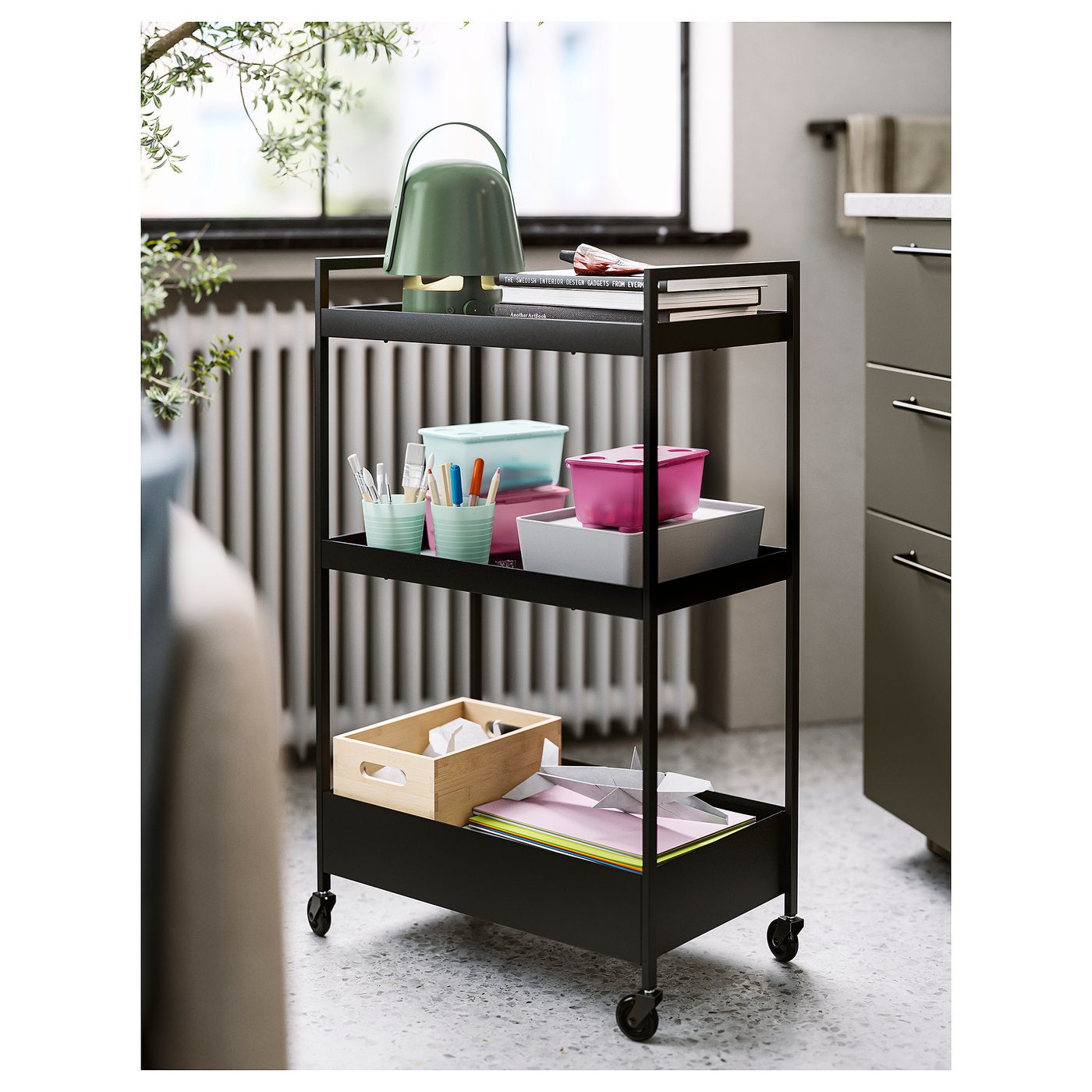 NISSAFORS ニッサフォース ワゴン, ブラック, 50.5x30x83 cm - IKEA