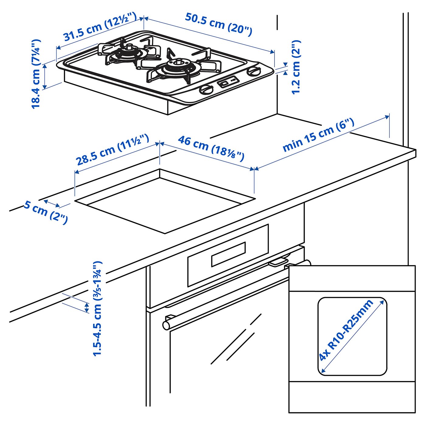 OTVUNGEN オトゥヴンゲン 都市ガス 13A12A コンロ, 32 cm - IKEA