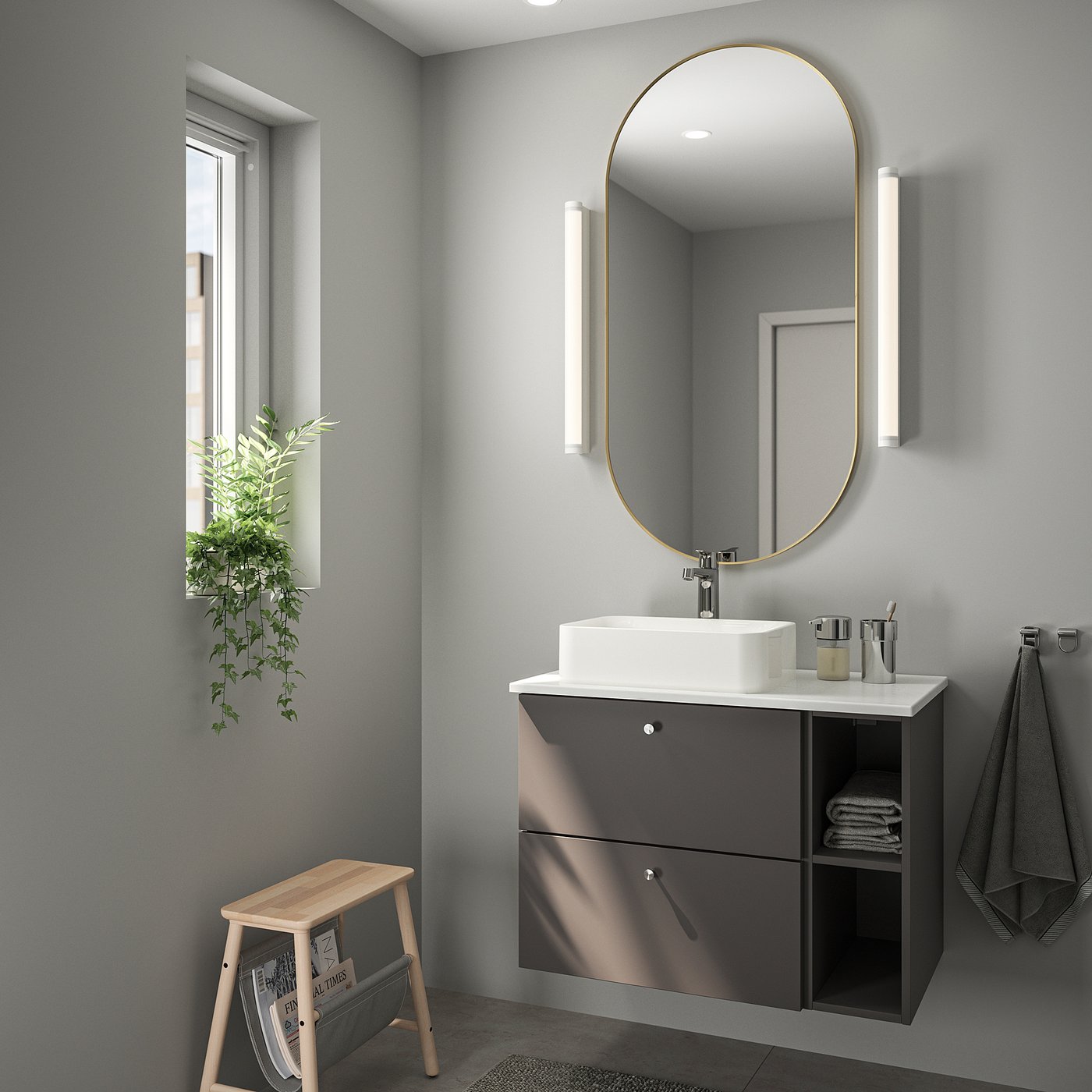 LINDBYN リンドビーン ミラー, ゴールドカラー, 60x120 cm - IKEA