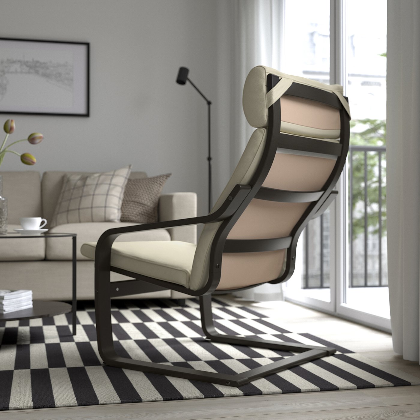 POÄNG ポエング パーソナルチェア, ブラックブラウン/グローセ エッグ