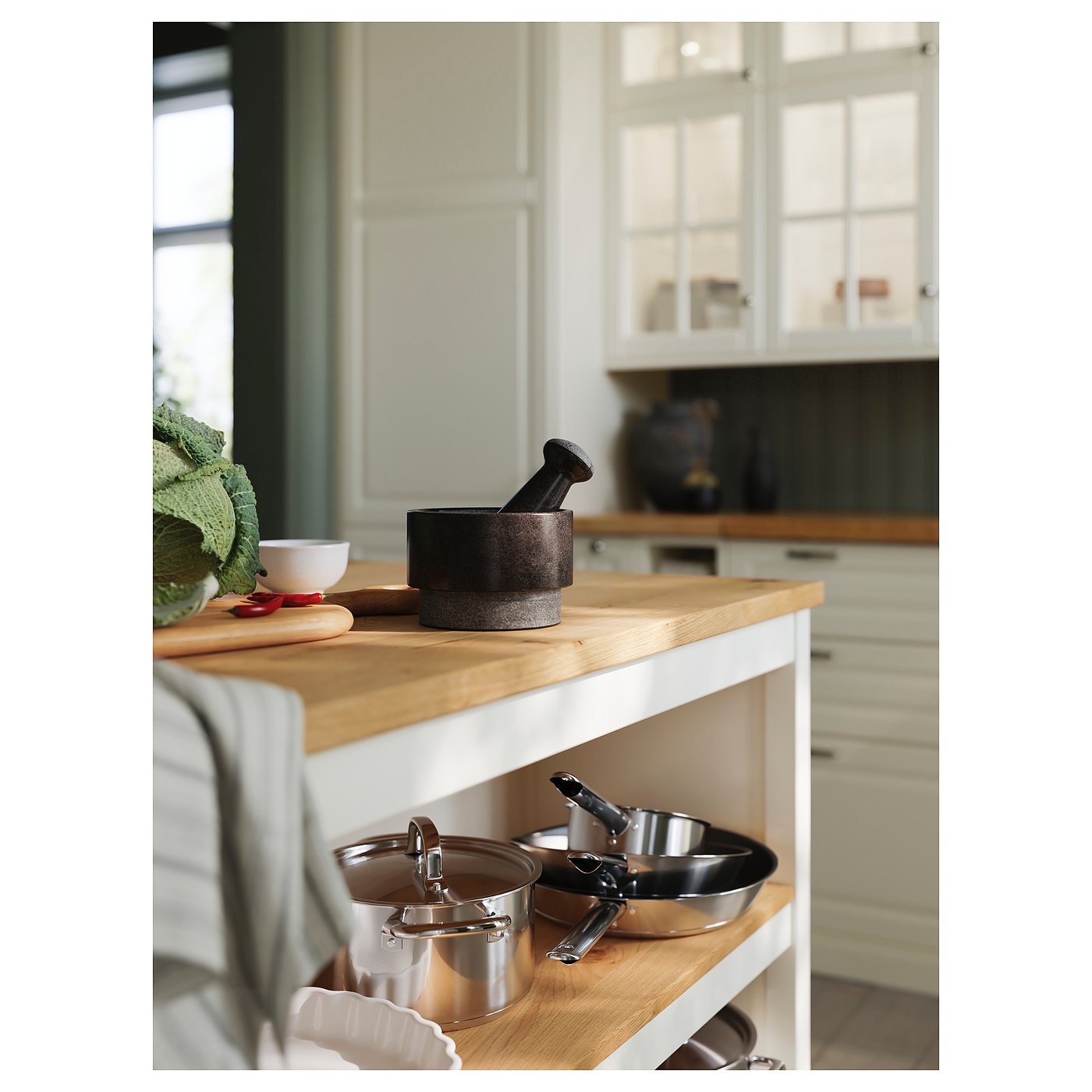 TORNVIKEN トルンヴィーケン アイランドキッチン, オフホワイト/オーク