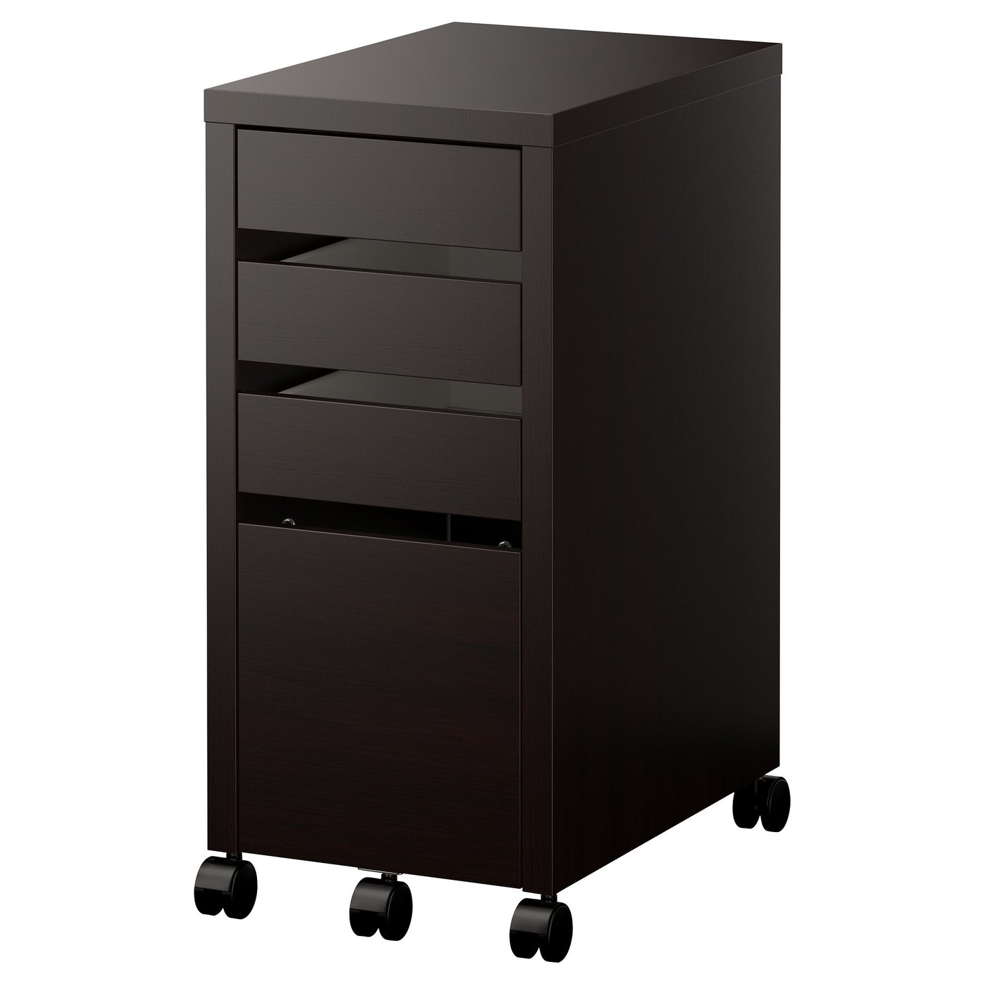 MICKE Drawer unit/drop file storage, black-brown, 13 3/4x29 1/2