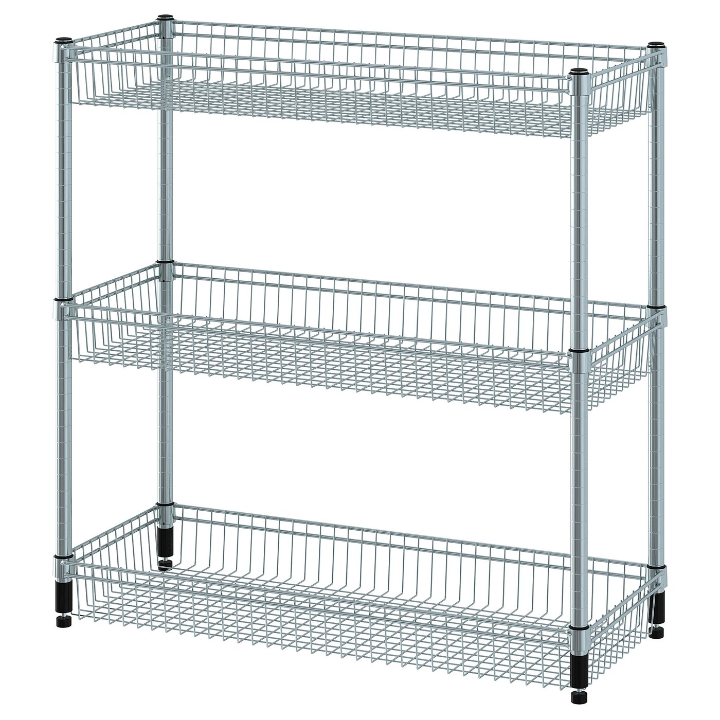 OMAR shelving unit with 3 baskets, galvanized, 361/4x14x37