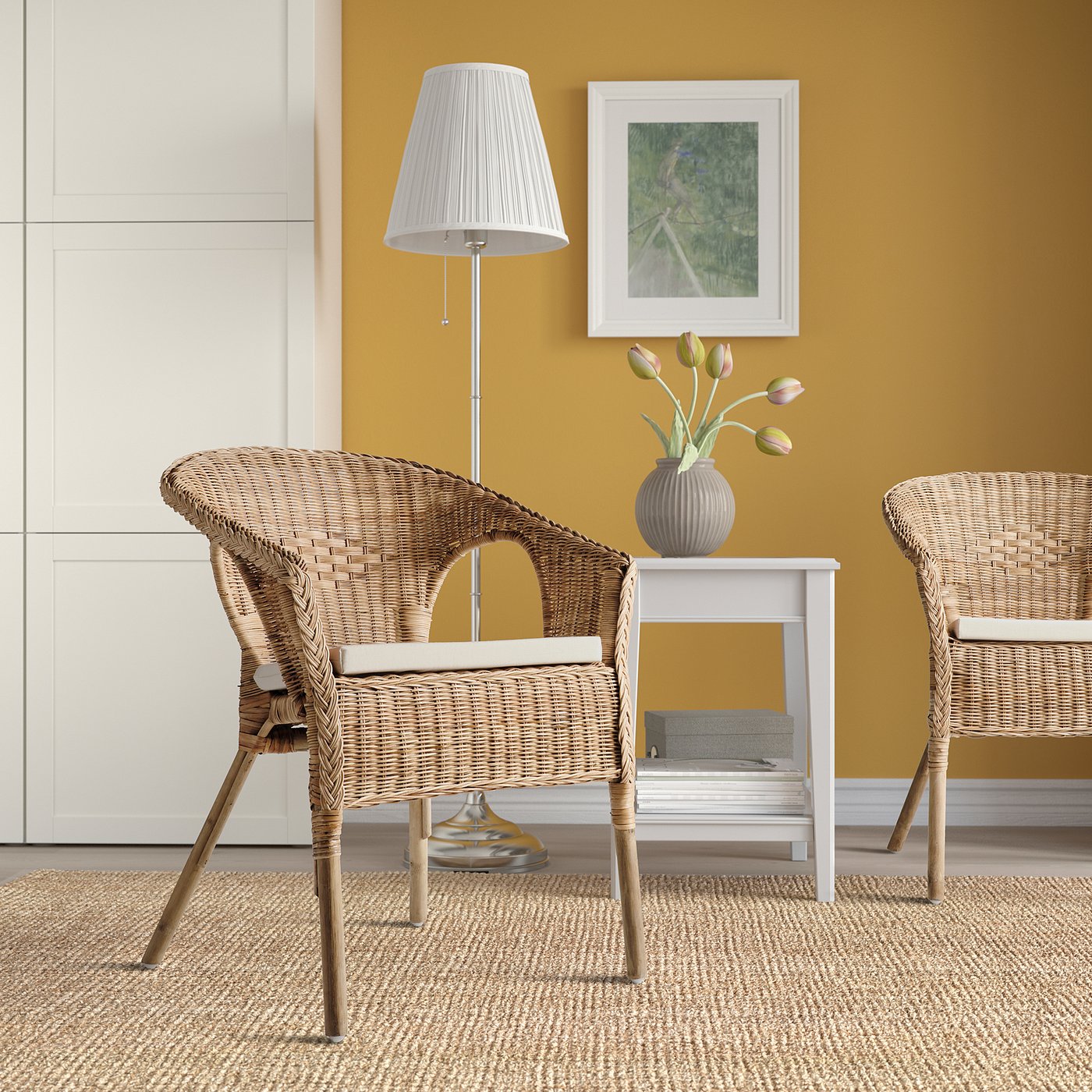 AGEN chair with cushion, rattan/Norna natural - IKEA