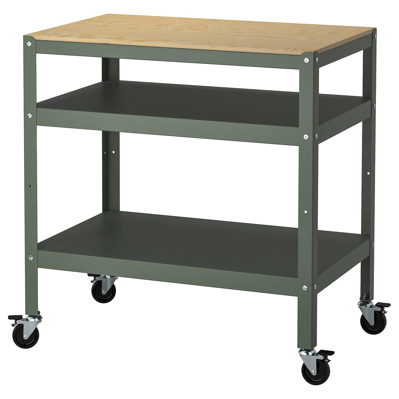 BROR utility cart, gray-green/pine plywood, 331/2x215/8