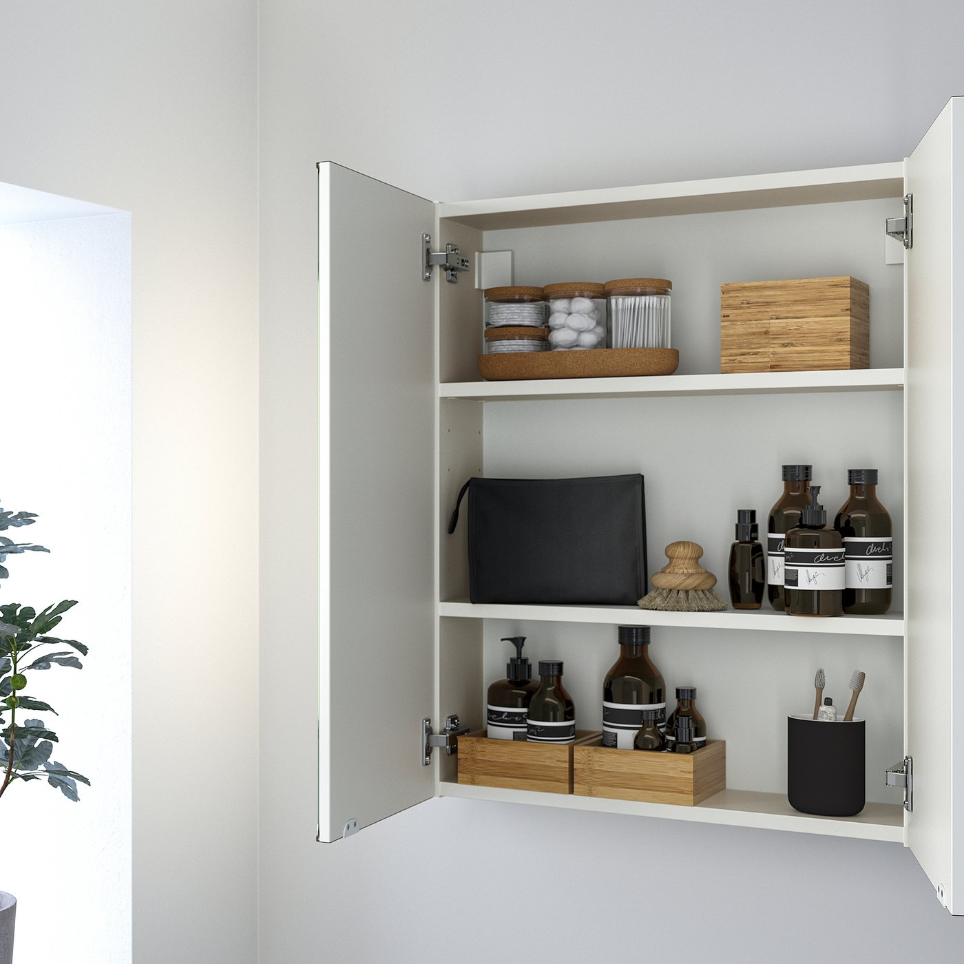 ENHET mirror cab/2 door, white, 24x63/4x30