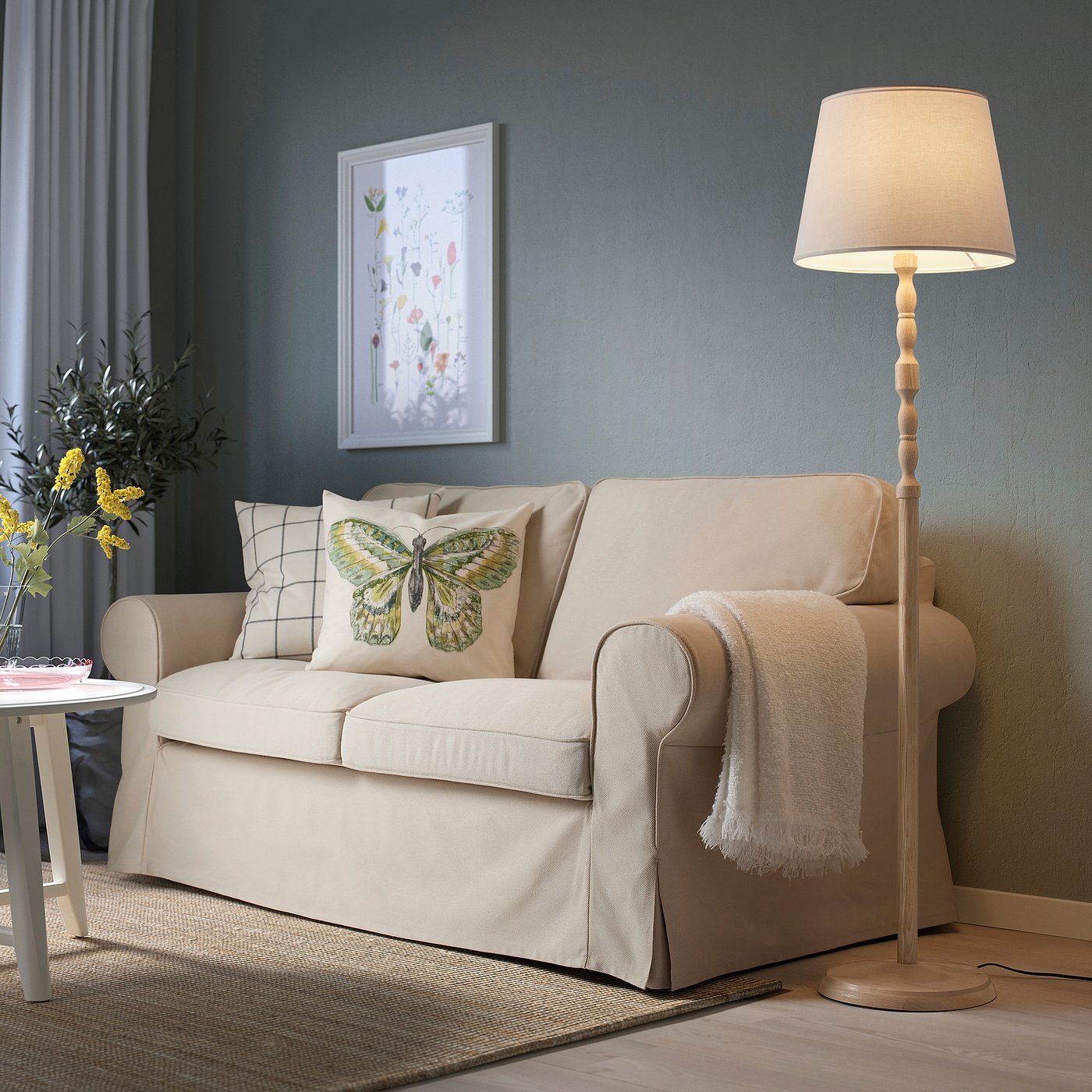 KINNAHULT floor lamp, ash/white, 59