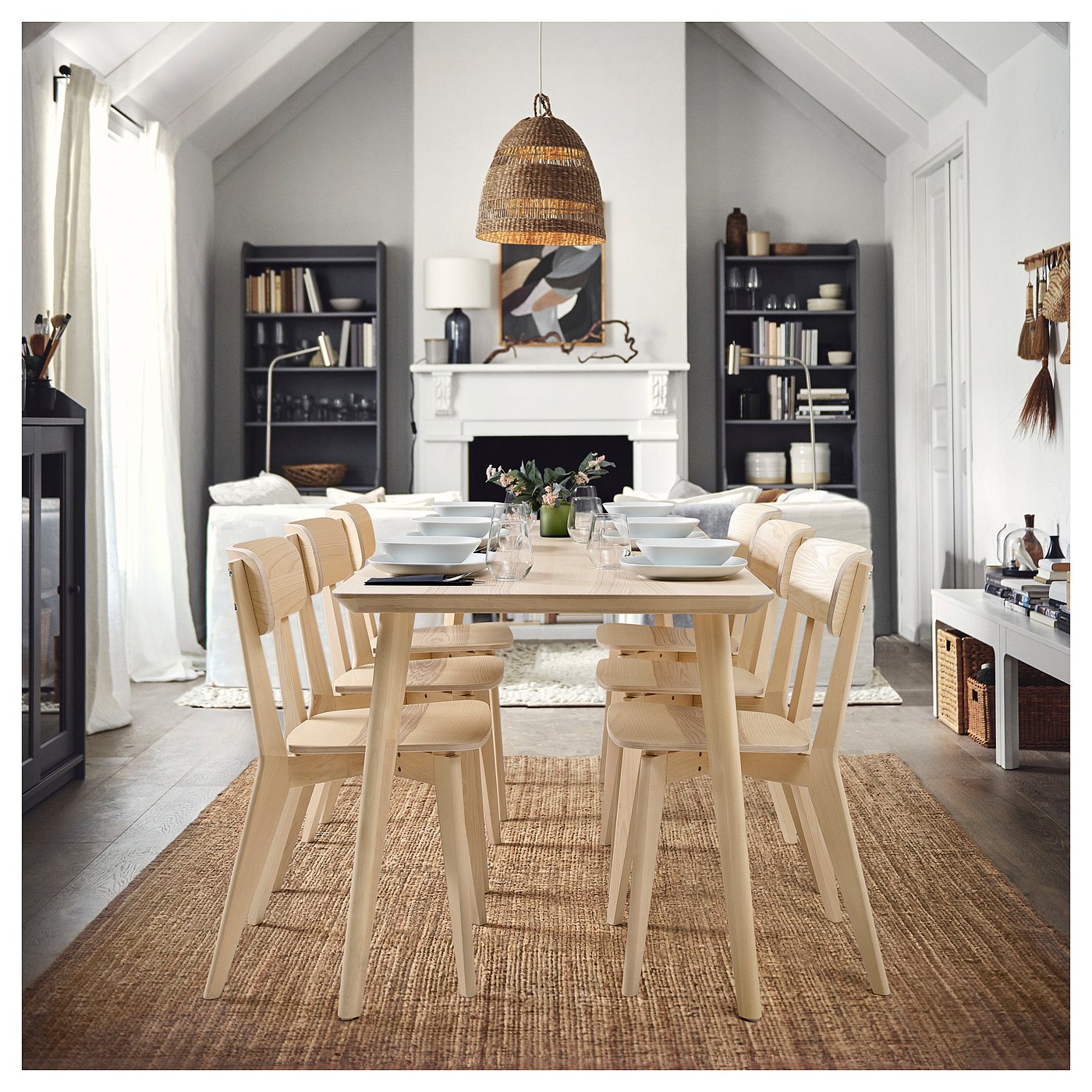 LISABO table, ash veneer, 783/4x303/4