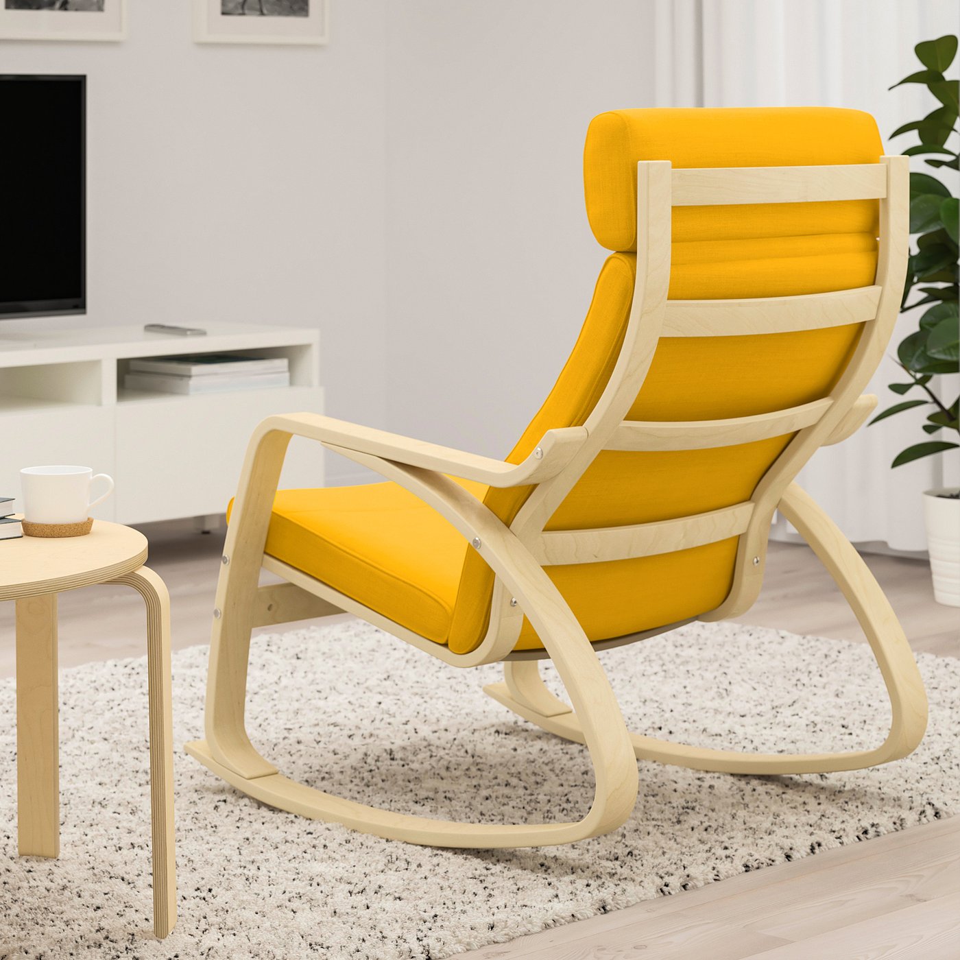 POÄNG rocking chair, birch veneer/Skiftebo yellow - IKEA