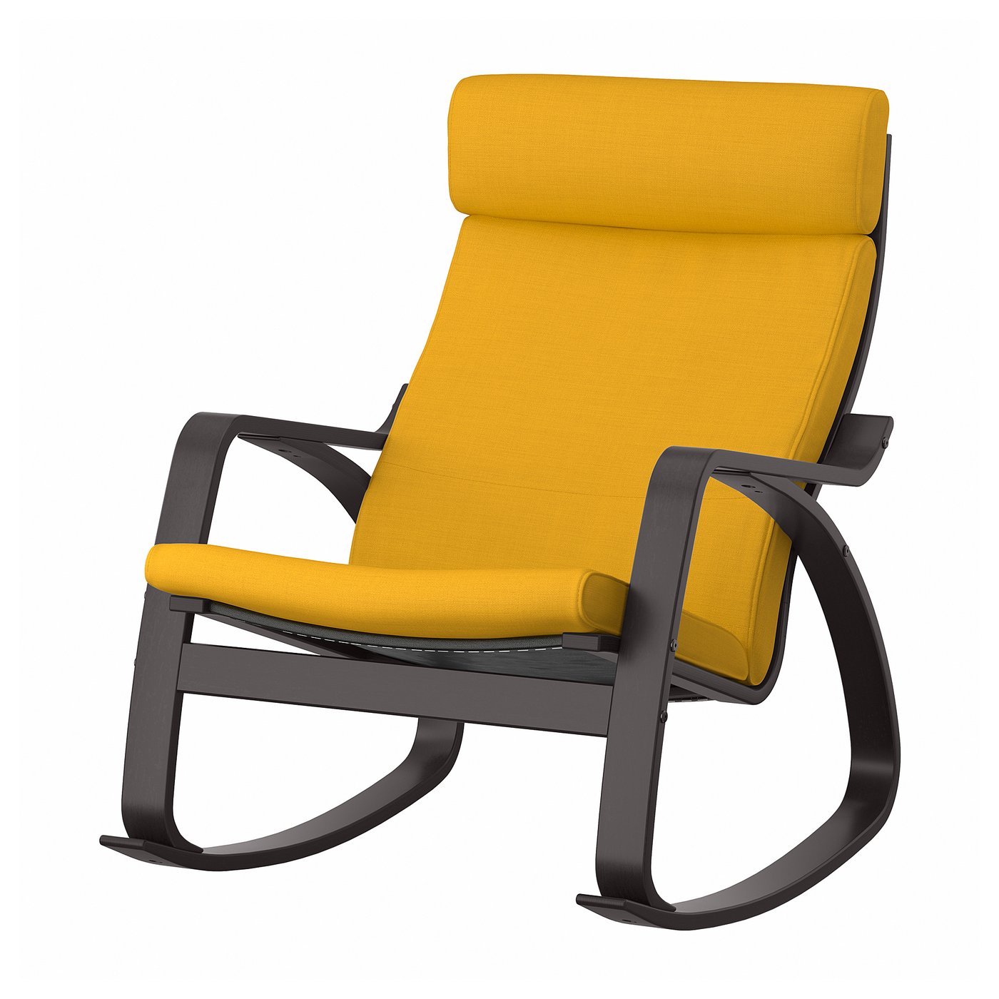 POÄNG rocking chair, black-brown/Skiftebo yellow - IKEA