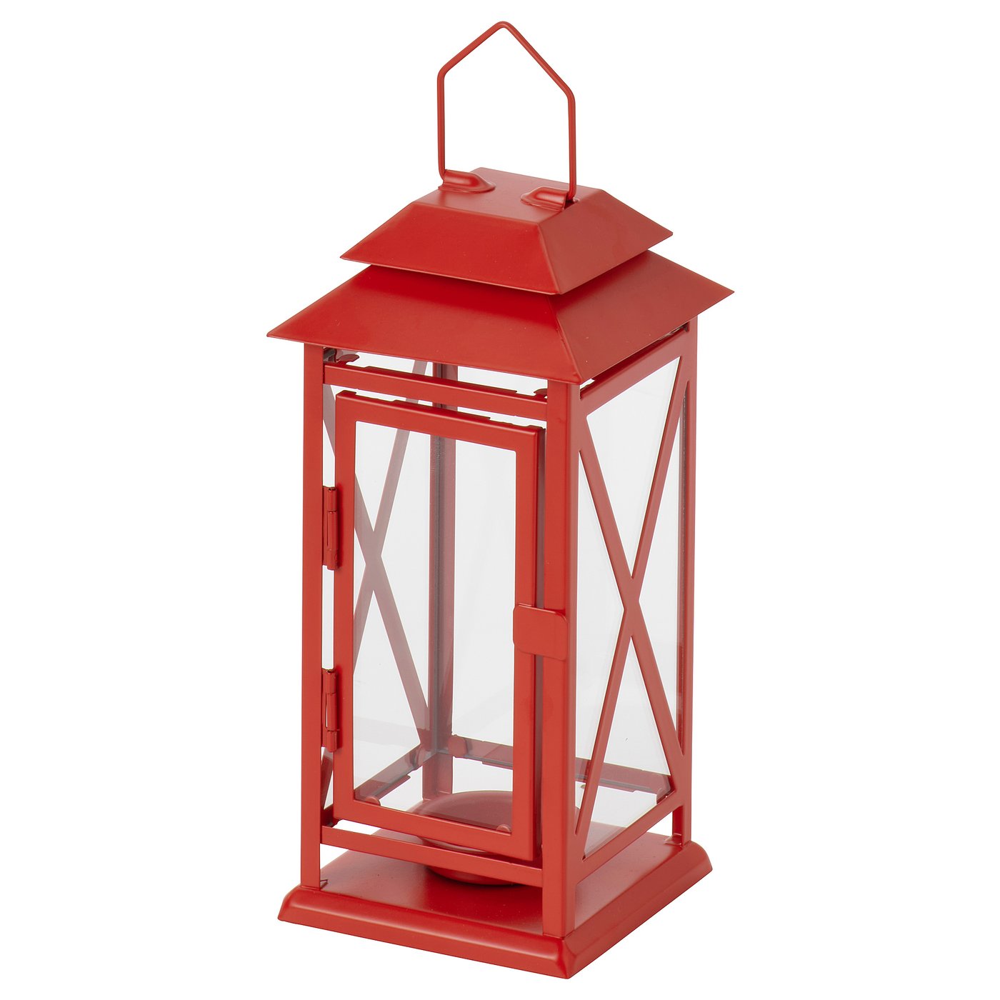VINTERFINT lantern f/tealight, indoor/outdoor, bright red, 8 ¾