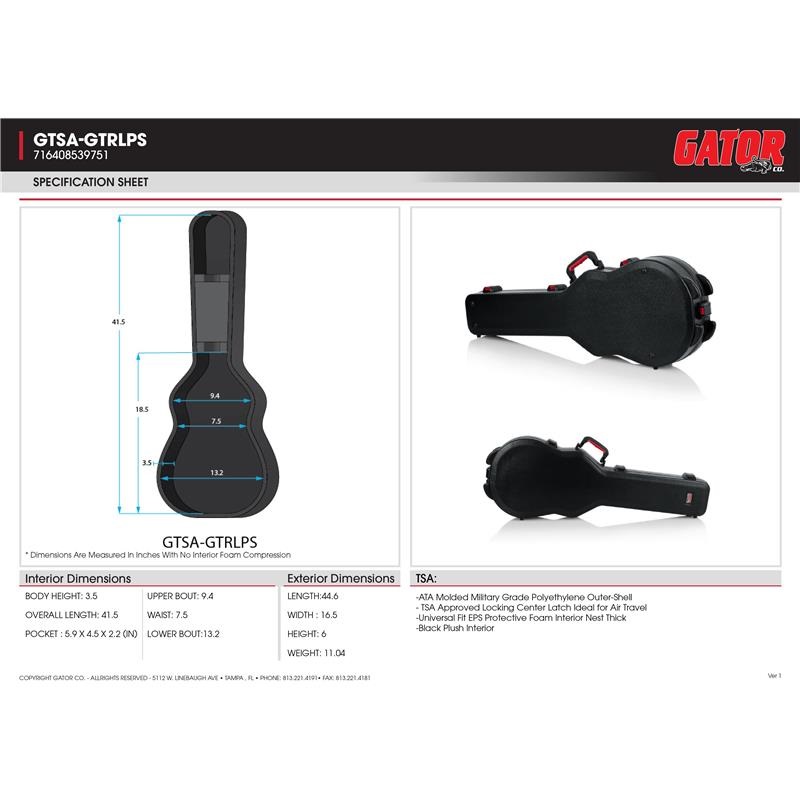 GATOR GTSA-GTRLPS [レスポール用ハードケース] ｜イケベ楽器店