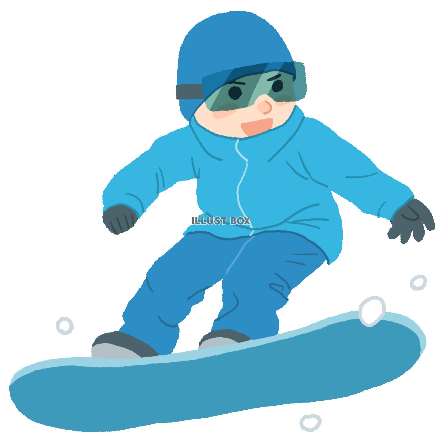 スノボー_男：イラスト無料