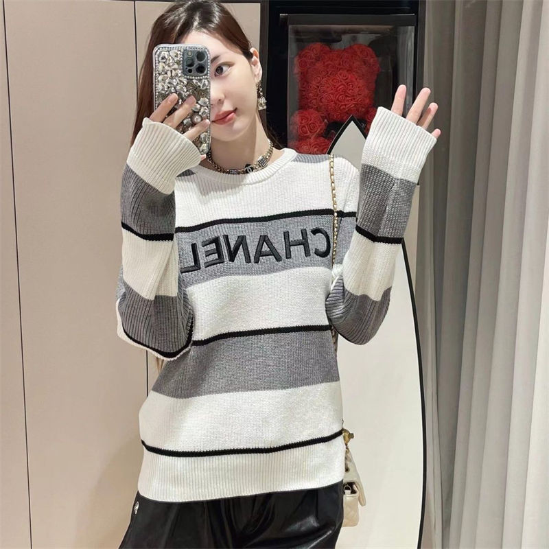 シャネル セーター ニッ トボーダー 柄 編み Chanel ニットトップス
