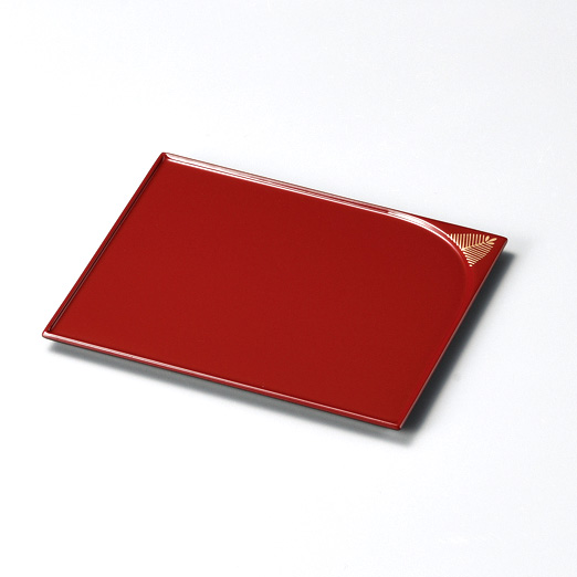 松 誰袖形皿 朱/溜 木製 12-07205/07206 漆器の井助