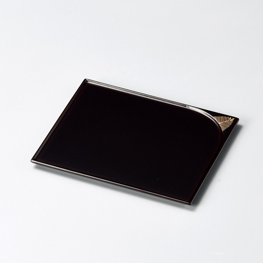 松 誰袖形皿 朱/溜 木製 12-07205/07206 漆器の井助