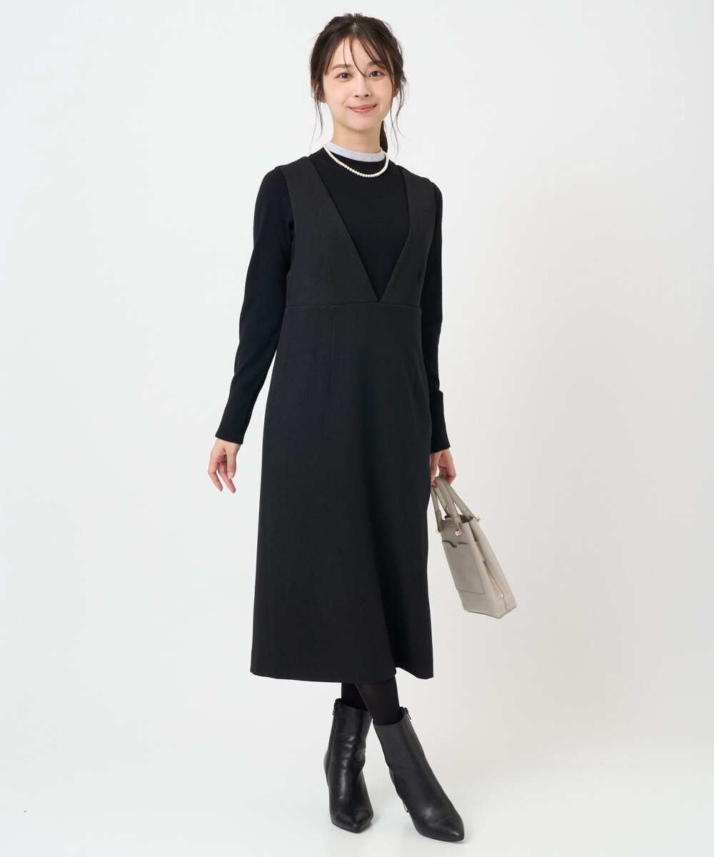 小さいサイズ】ウールライク Vネックジャンパースカート/洗濯機で