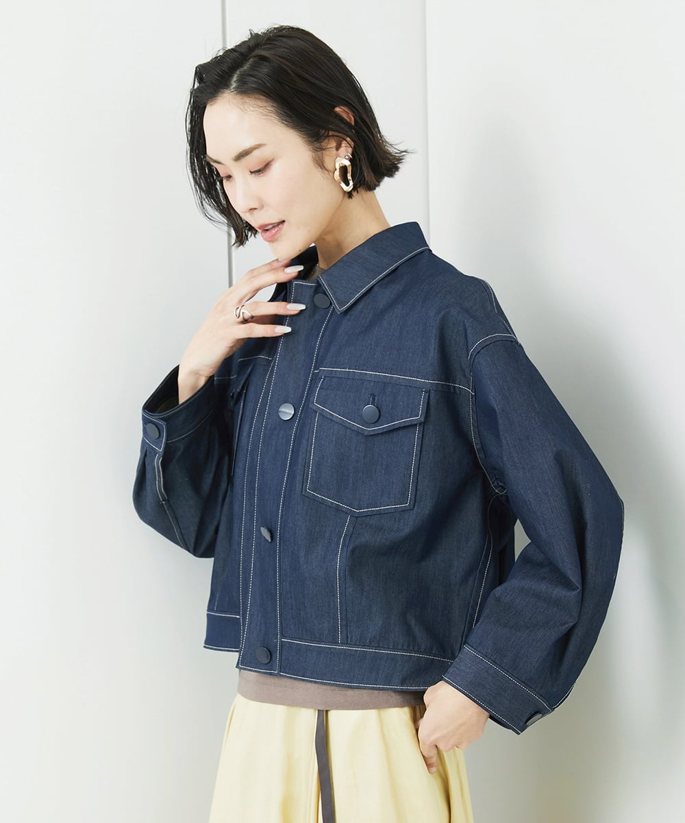 小さいサイズ]デニムライクブルゾン(デニムジャケット) | MICHEL KLEIN