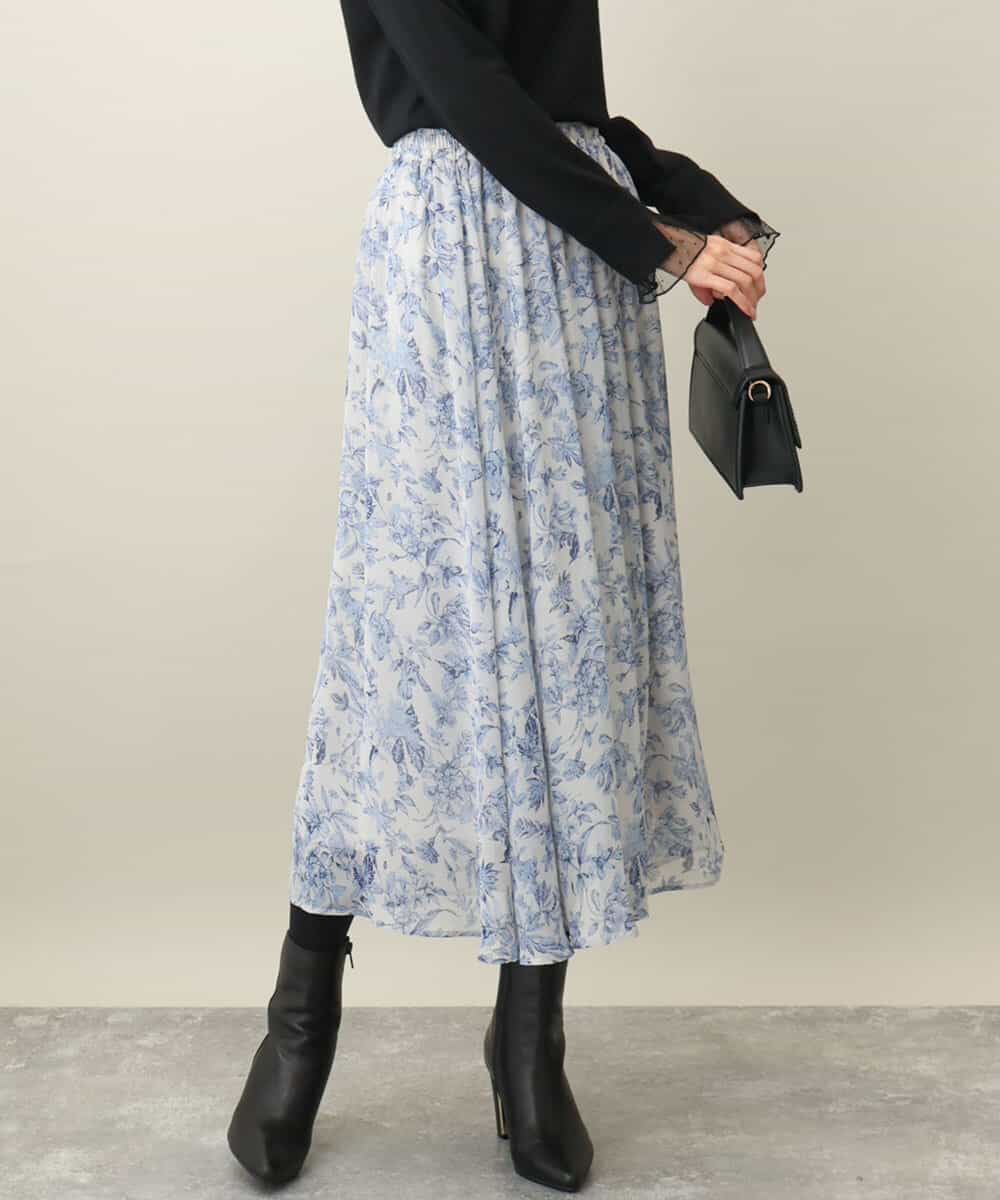 花柄シフォンスカート/洗える(ロング・マキシ丈スカート) | MK MICHEL