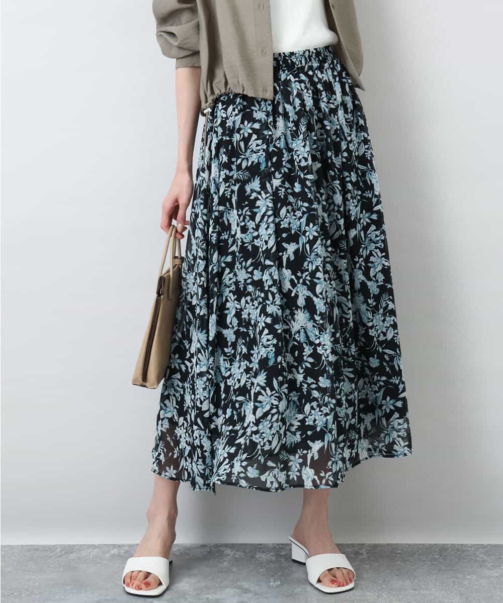 花柄シフォンスカート/洗える(ロング・マキシ丈スカート) | MK MICHEL