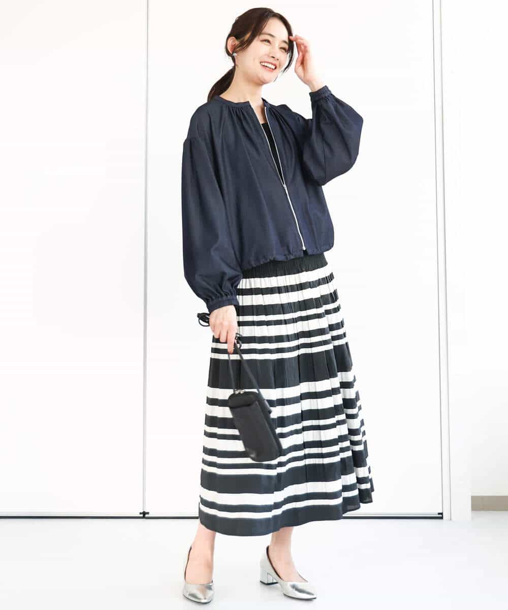 ボーダーリバーシブルスカート/洗える(ロング・マキシ丈スカート) | MK