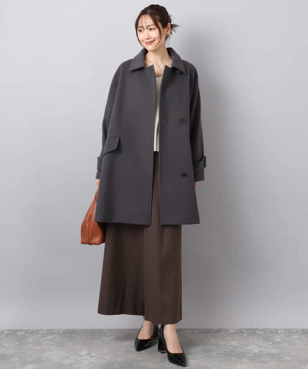 SUPER100sウール スタンドカラーミドルコート(その他のコート