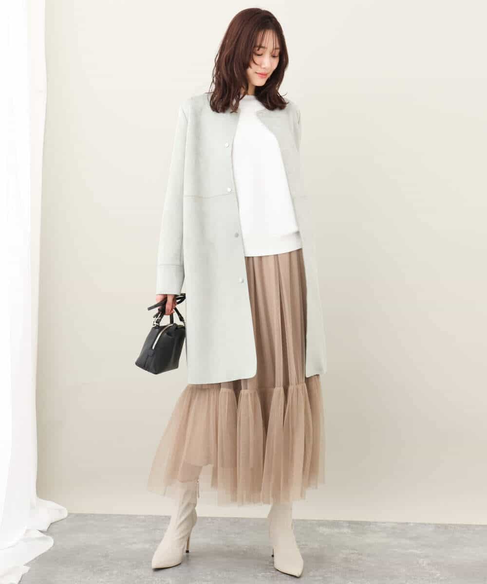 フェイクスウェードノーカラーコート/洗える(ノーカラーコート) | MK