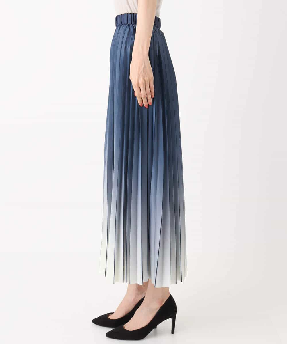 グラデーションデザインニットプリーツスカート/洗える(ロング・マキシ