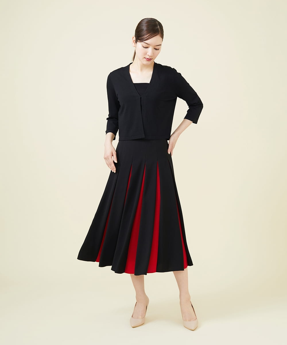 バイカラープリーツフレアスカート(ミモレ丈スカート) | Sybilla