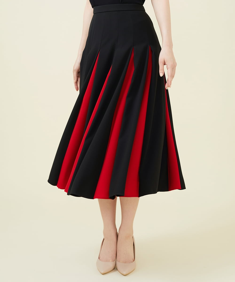 バイカラープリーツフレアスカート(ミモレ丈スカート) | Sybilla