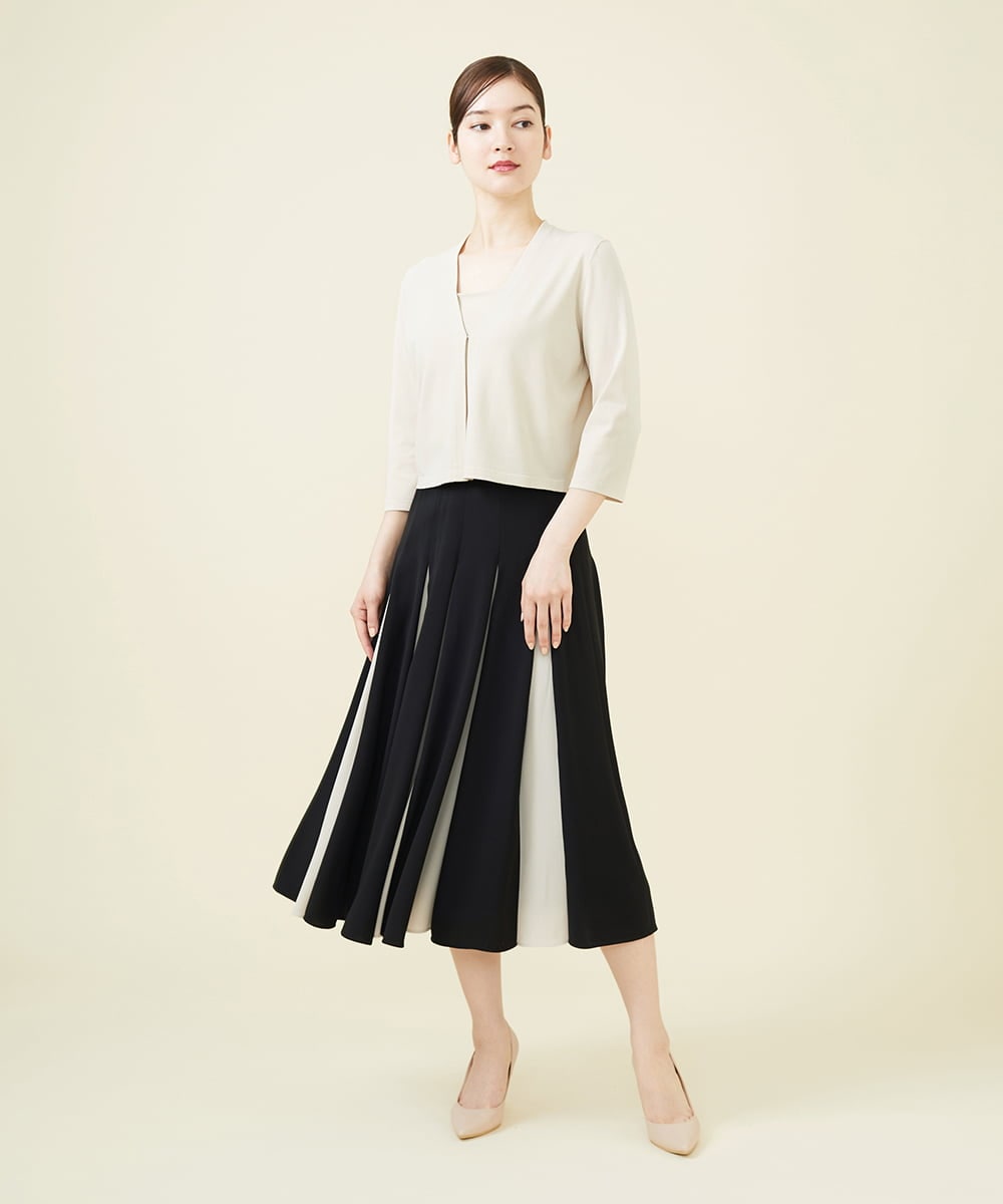 バイカラープリーツフレアスカート(ミモレ丈スカート) | Sybilla