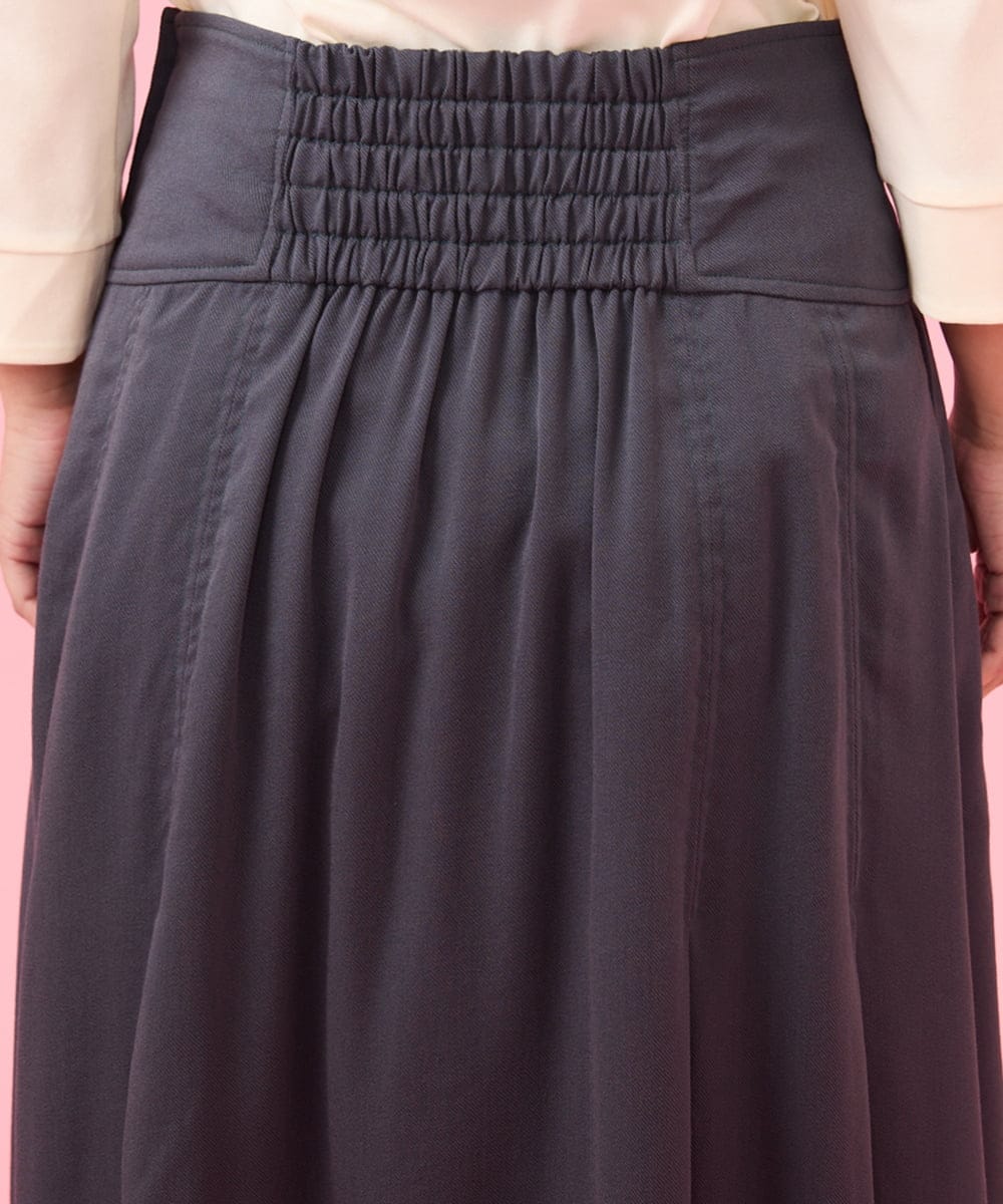 T/Rナイロン 切り替えタックスカート(ロング・マキシ丈スカート