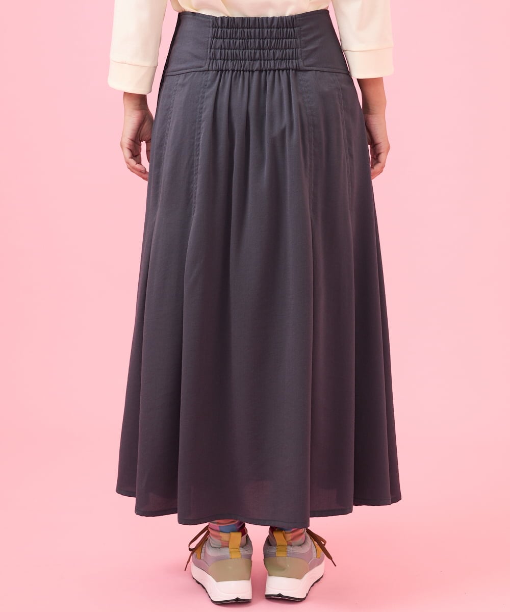 T/Rナイロン 切り替えタックスカート(ロング・マキシ丈スカート