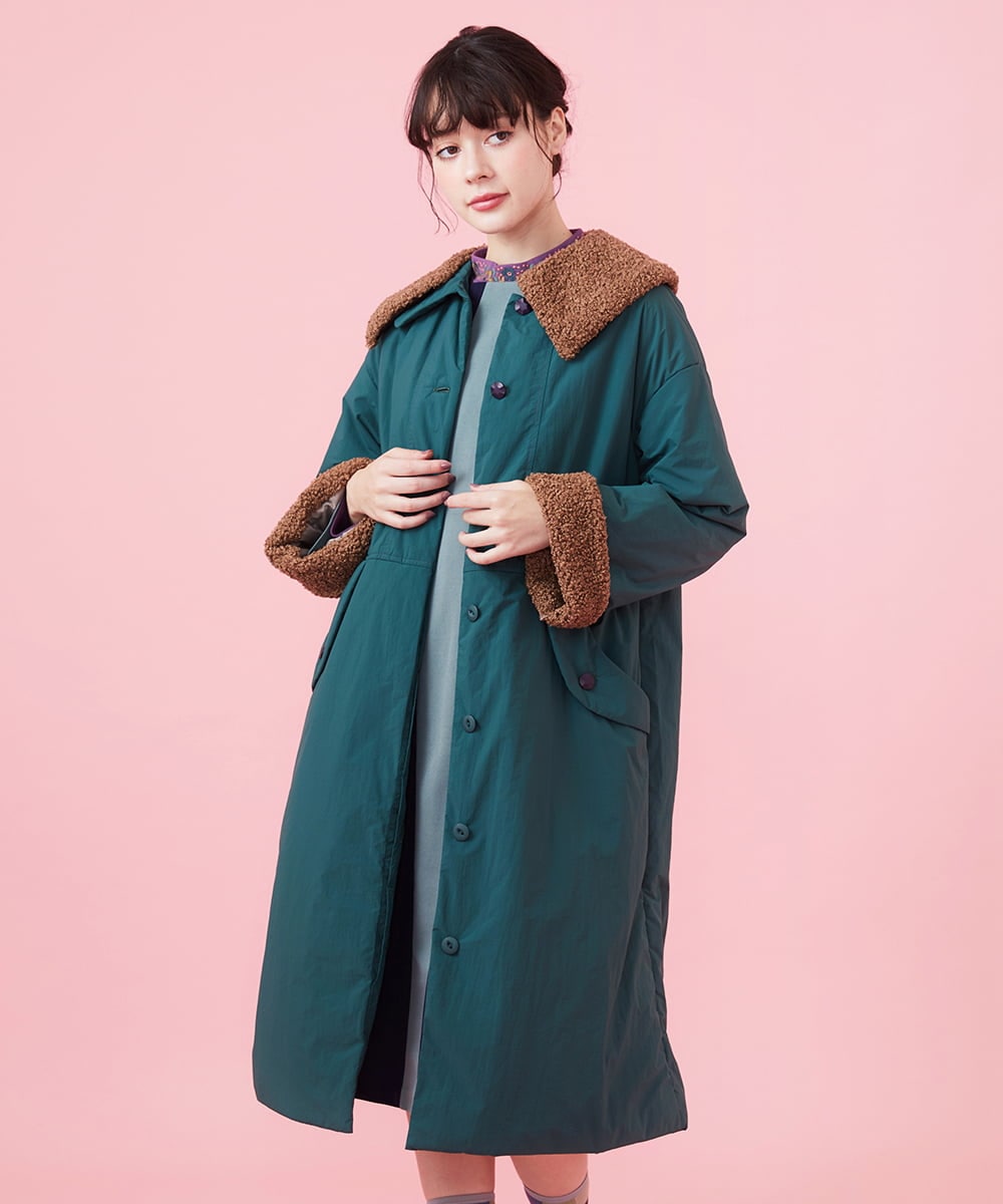 2WAY】中綿ナイロンロングコート(ステンカラーコート) | Jocomomola