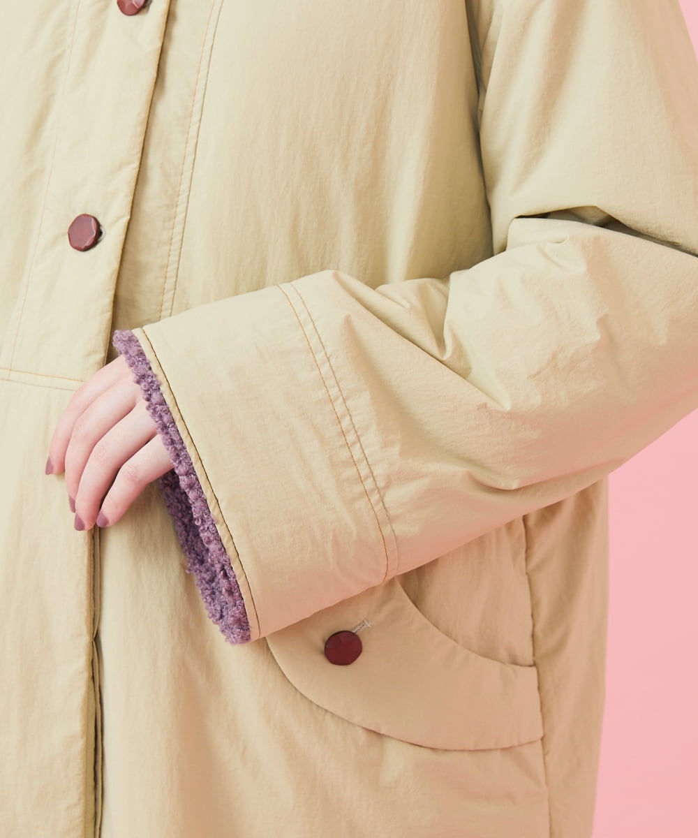 2WAY】中綿ナイロンロングコート(ステンカラーコート) | Jocomomola