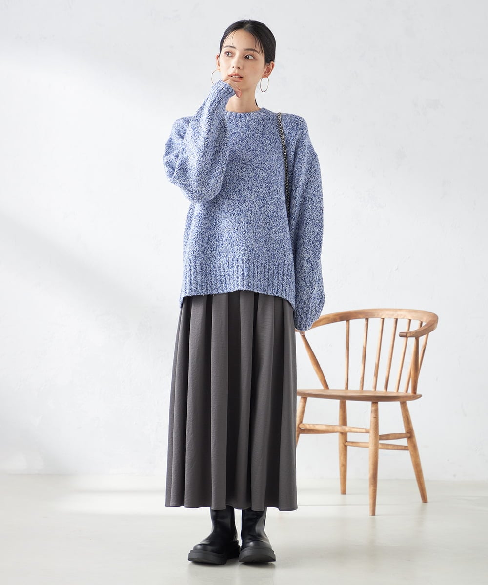 洗濯機で洗える】落ち感サテンギャザースカート(ロング・マキシ丈