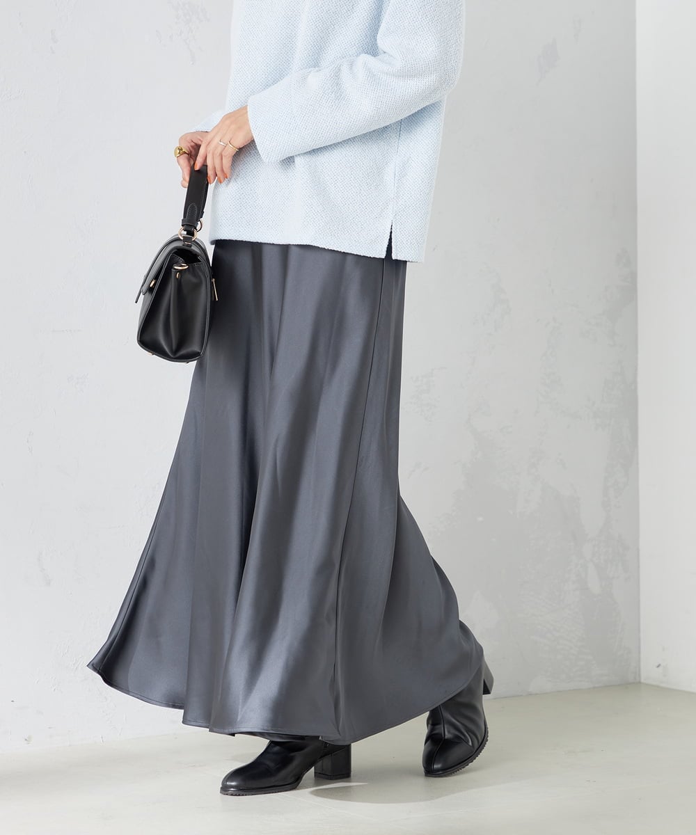 サテンマーメイドフレアスカート(ロング・マキシ丈スカート) | a.v.v