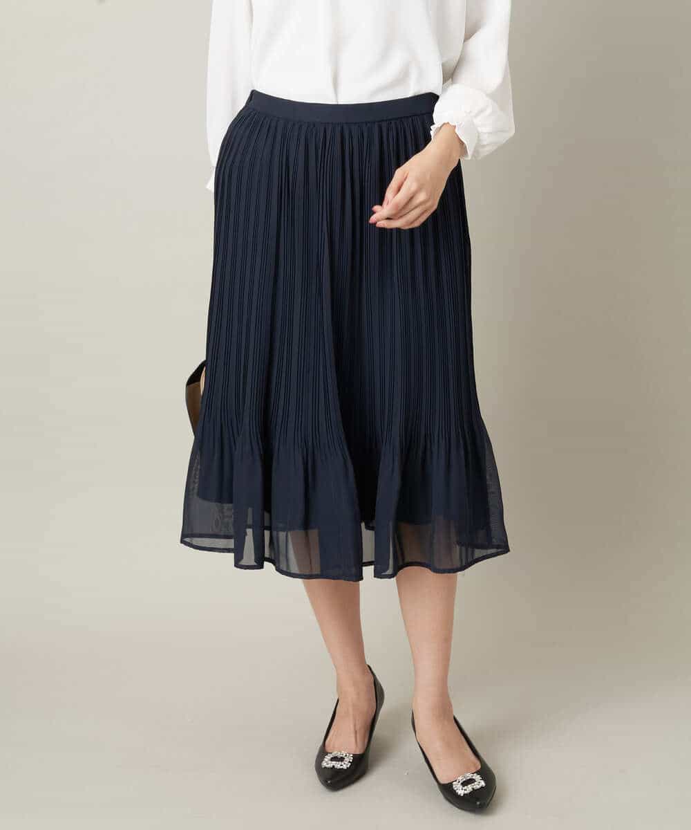 洗濯機で洗える】シフォンプリーツスカート(ひざ丈スカート) | a.v.v
