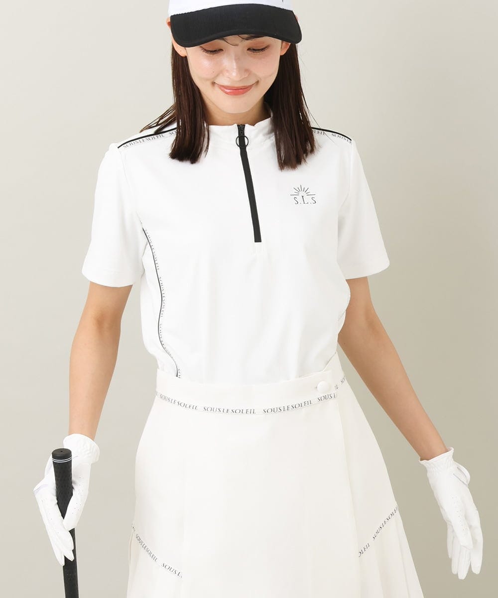 レディースゴルフウエア ハーフZIPモックネックトップス(カットソー・T