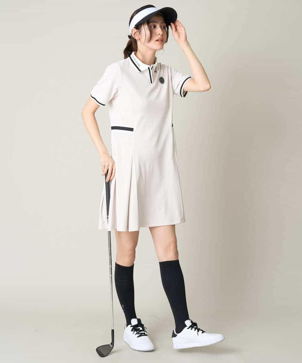 レディースゴルフウエア ラインリブポロワンピース(ワンピース