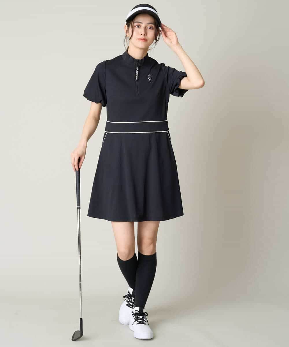 レディースゴルフウエア ハーフZIPモックネックワンピース(ワンピース