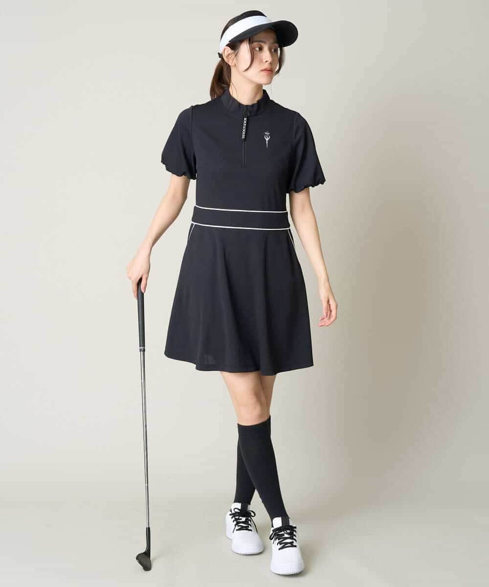 レディースゴルフウエア ハーフZIPモックネックワンピース(ワンピース