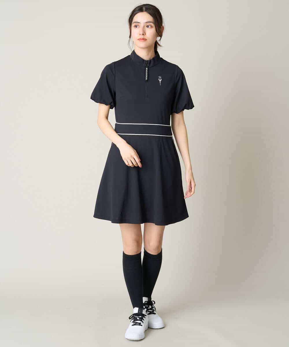 レディースゴルフウエア ハーフZIPモックネックワンピース(ワンピース