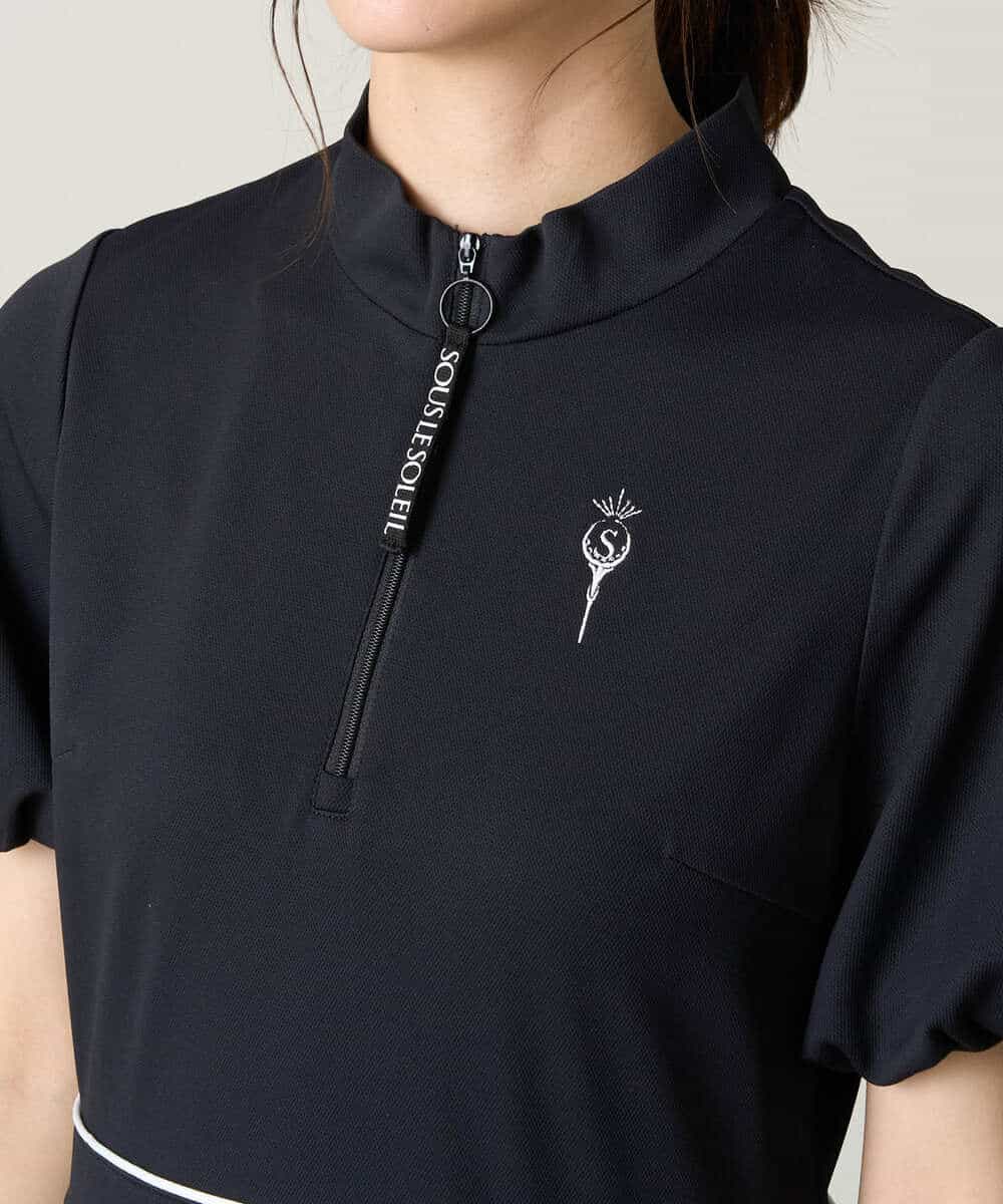 レディースゴルフウエア ハーフZIPモックネックワンピース(ワンピース