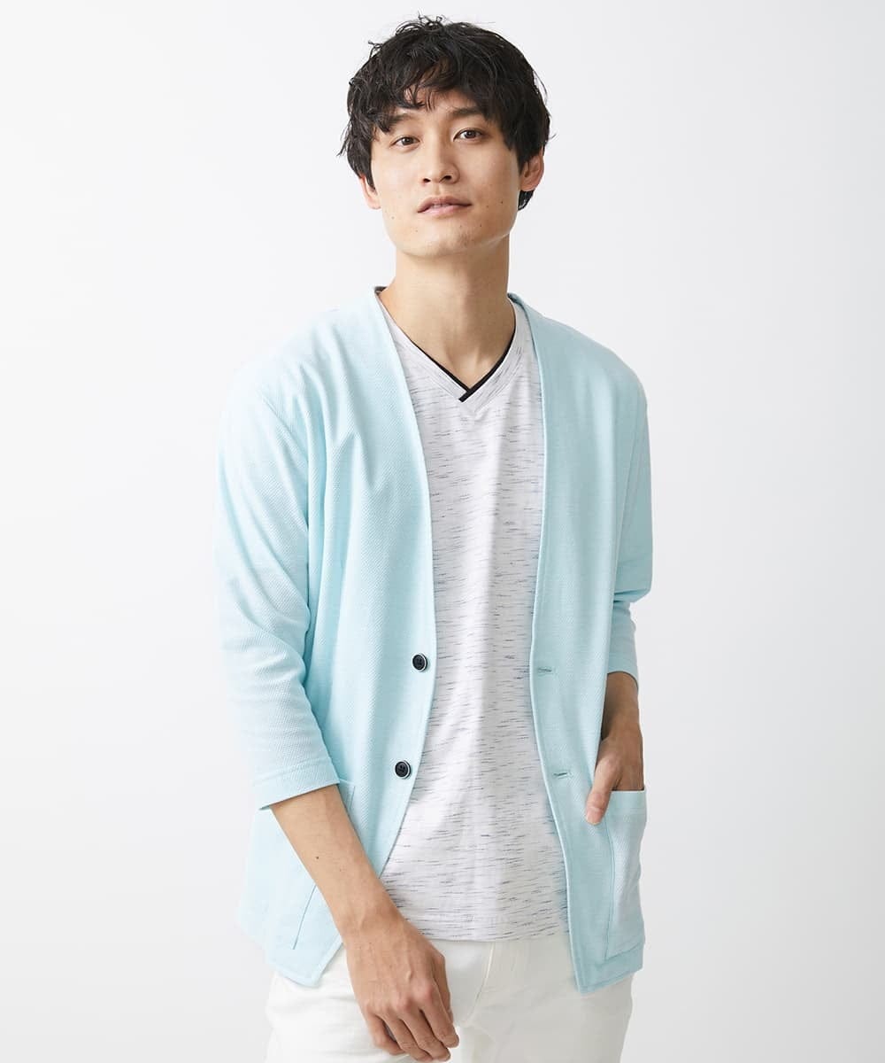 ノーカラーカーディガン / バックハニカム(カーディガン) | MK MICHEL